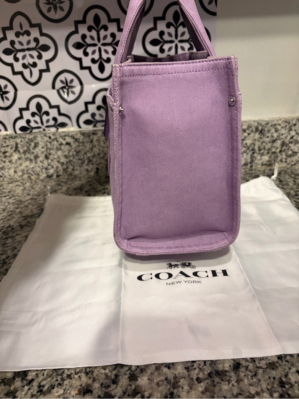 Coach Lilac Canvas Tote with Logo - Picture 2 of 10